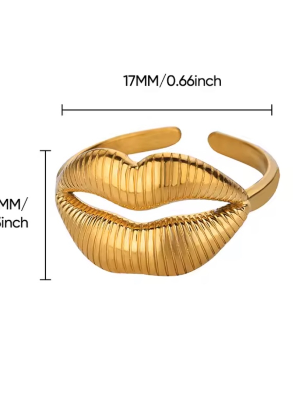 Gold Lips Rings Open Ring - Picture 2 of 4